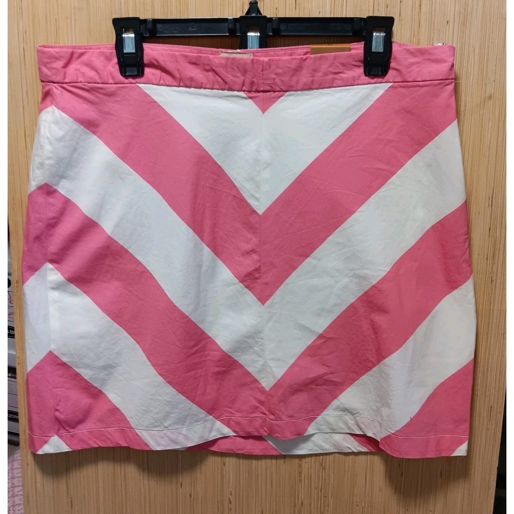 G.H. Bass &‎ Co. Women's Mini Skirt Size 10 NWT Pink White 100% Cotton Lined